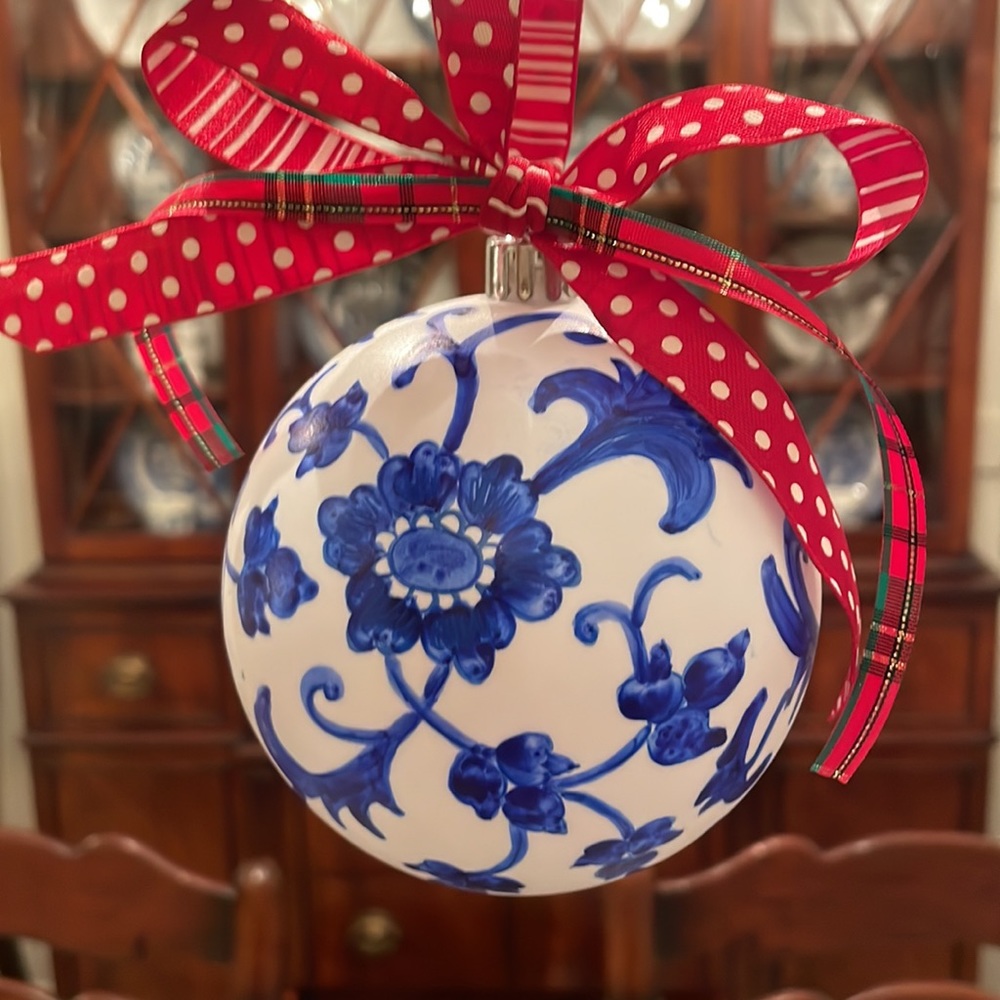 12 Hand-painted Chinoiserie Christmas Ornaments